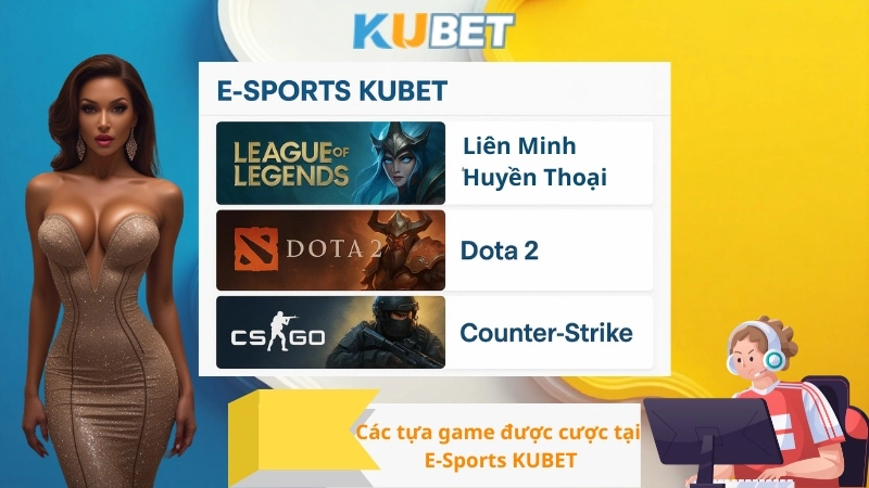 Các tựa game được cược tại E-Sports KUBET