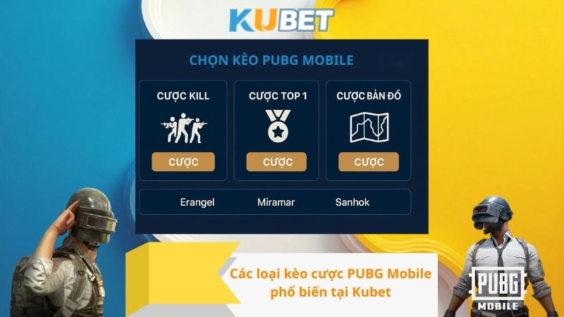 Các loại kèo cược PUBG Mobile phổ biến tại Kubet