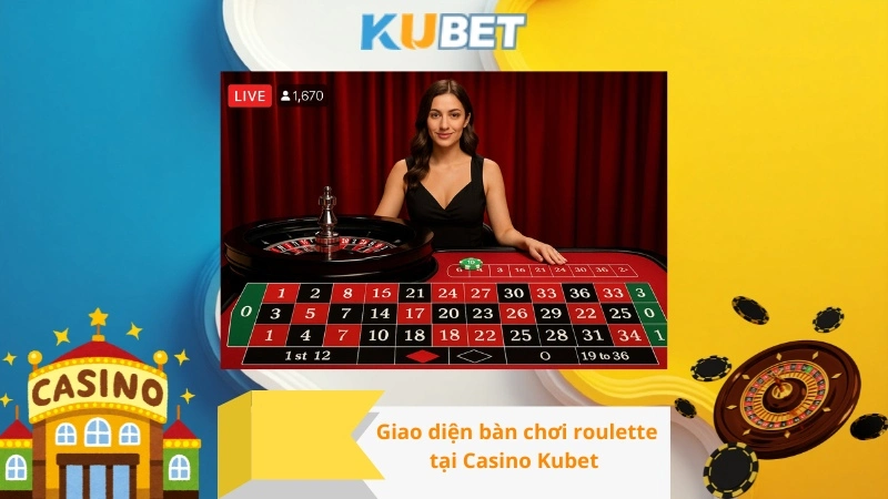 Giao diện bàn chơi roulette tại Casino Kubet